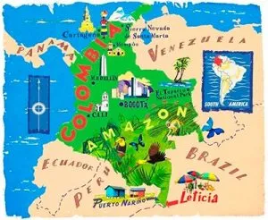 Mapa de ruta de viaje por Colombia
