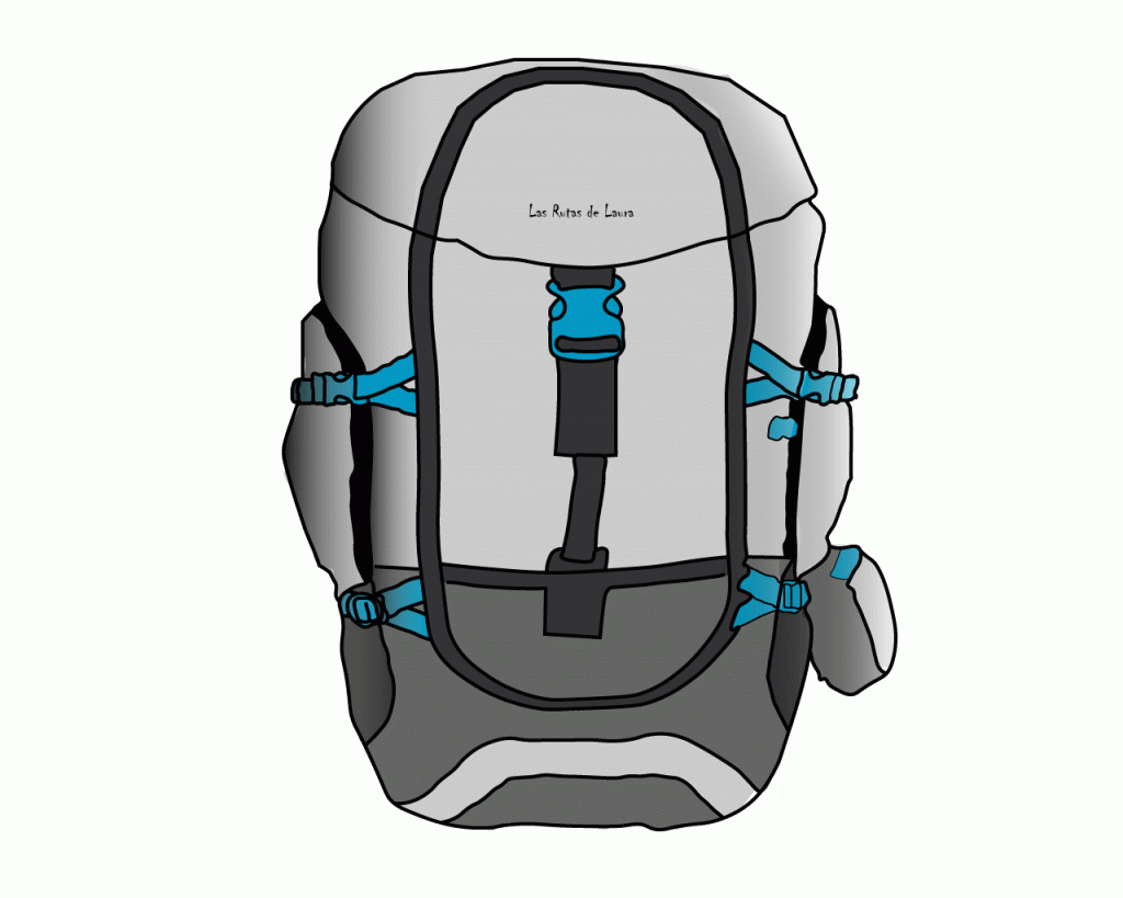 Dibujo 2D de mochila Quechua de 50 litros
