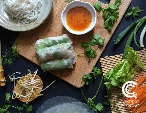 Receta rollitos de papel de arroz y salsa nuoc cham