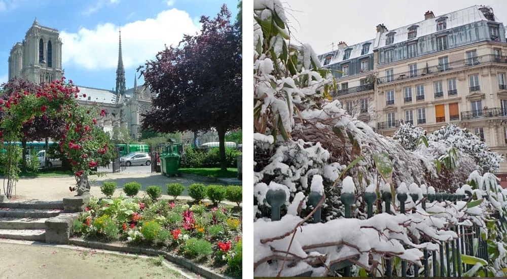 Una bella fotografía de París en invierno y en primavera, la mejor época para visitar París.